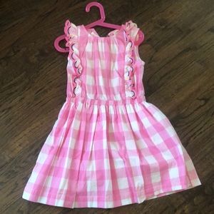 Crewcuts Girls Pink and White Checkered Dress; Size 8